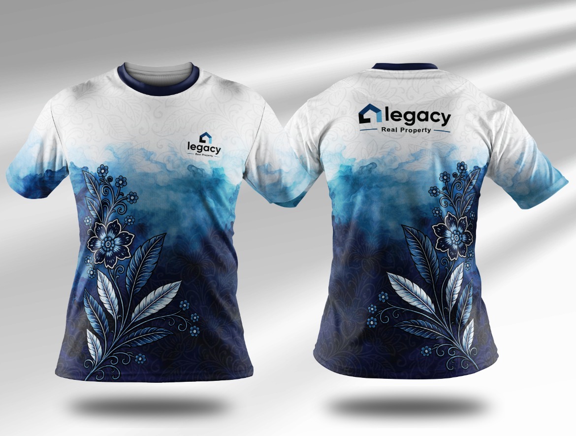 Baju Legacy warna biru pandangan depan dan belakang